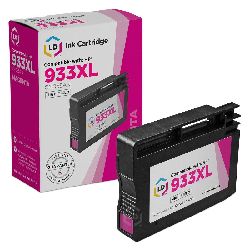 LD خراطيش حبر معاد تصنيعها من LD Products بديل لخراطيش الحبر HP 933XL ماجنتا CN055AN عالية الإنتاجية تعمل مع Officejet 6100 6600 6700 7110 7510 7612 7610 (عبوة واحدة) - Image 1